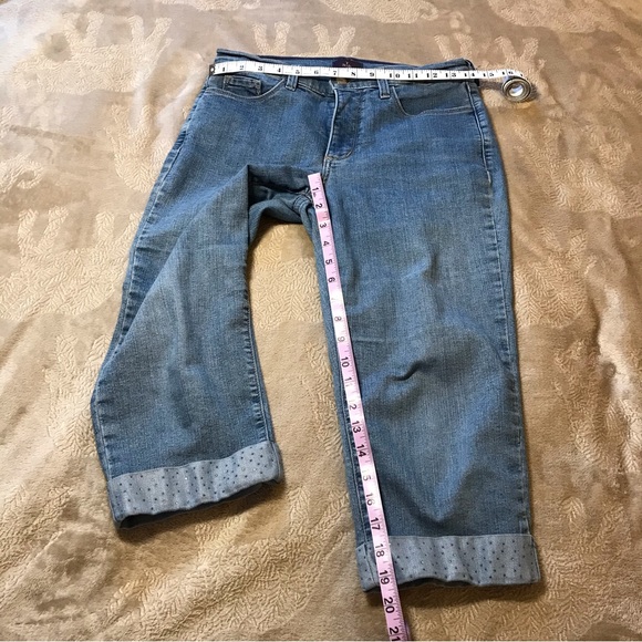 NYDJ Not Your Daughter’s Jeans petite light blue crop rhinestone cuff Size 4P - Picture 8 of 8